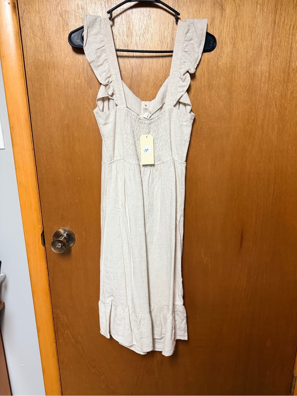 Monteau Cream Button-Front Ruffle-Shoulder Midi Dress - Picture 2 of 4